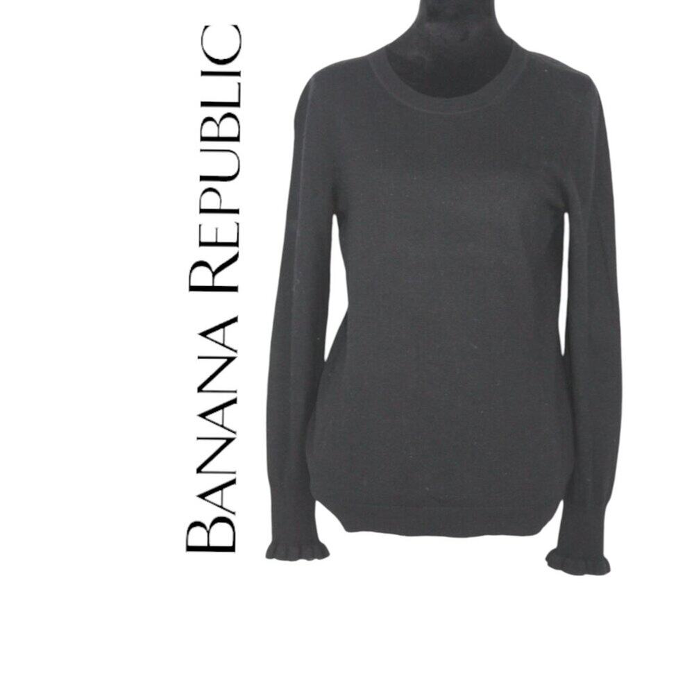 Banana Republic Black Crewneck Merino Wool Sweater  Size Medium